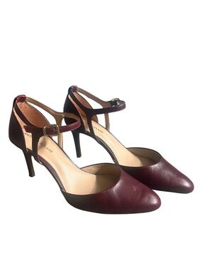 ANTONIO MELANI Burgundy Ankle-Strap Pointed-Toe Pumps Size 8.5
